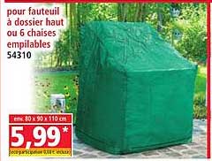 Housse de protection pour fauteuil à dossier haut ou 6 chaises empilables