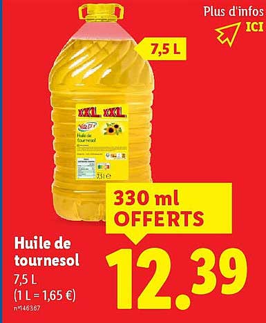 Huile de tournesol 7,5 L