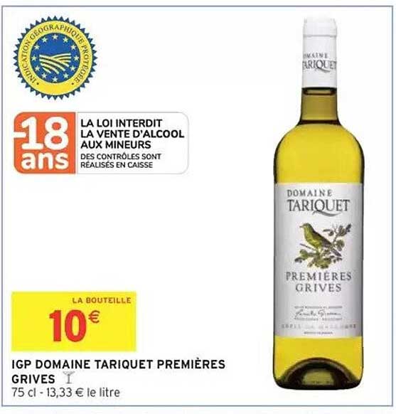 IGP DOMAINE TARIQUET PREMIÈRES GRIVES