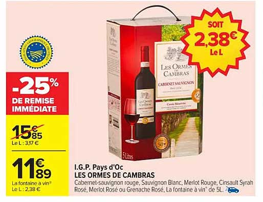 I.G.P. Pays d'Oc LES ORMES DE CAMBRAS