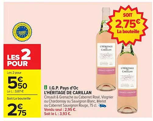 I.G.P. Pays d'Oc L'HÉRITAGE DE CARILLAN