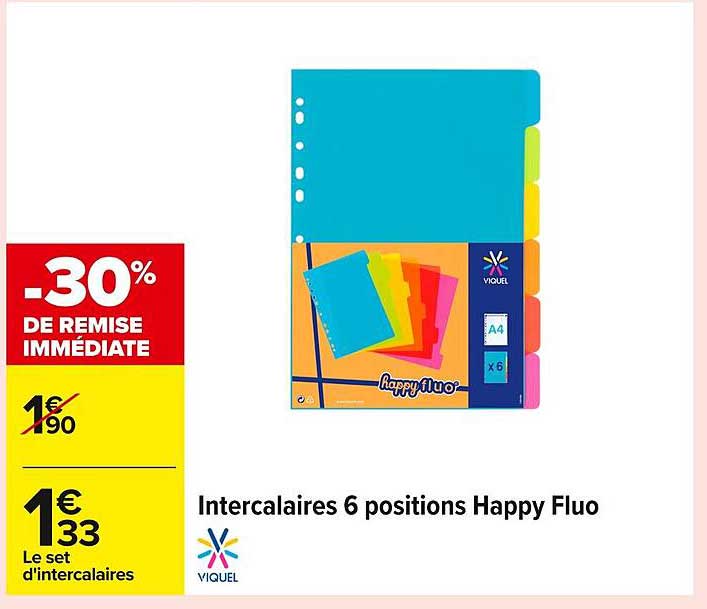 Intercalaires 6 positions Happy Fluo