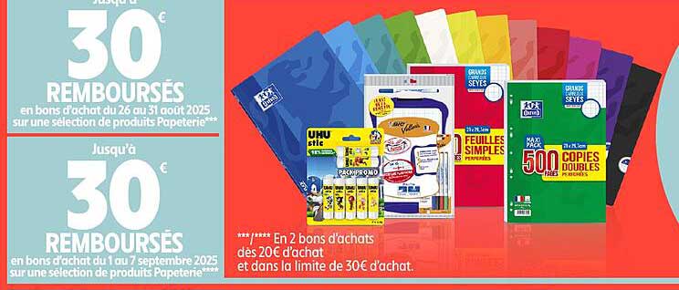Jusqu'à 30 € REMBOURSÉS