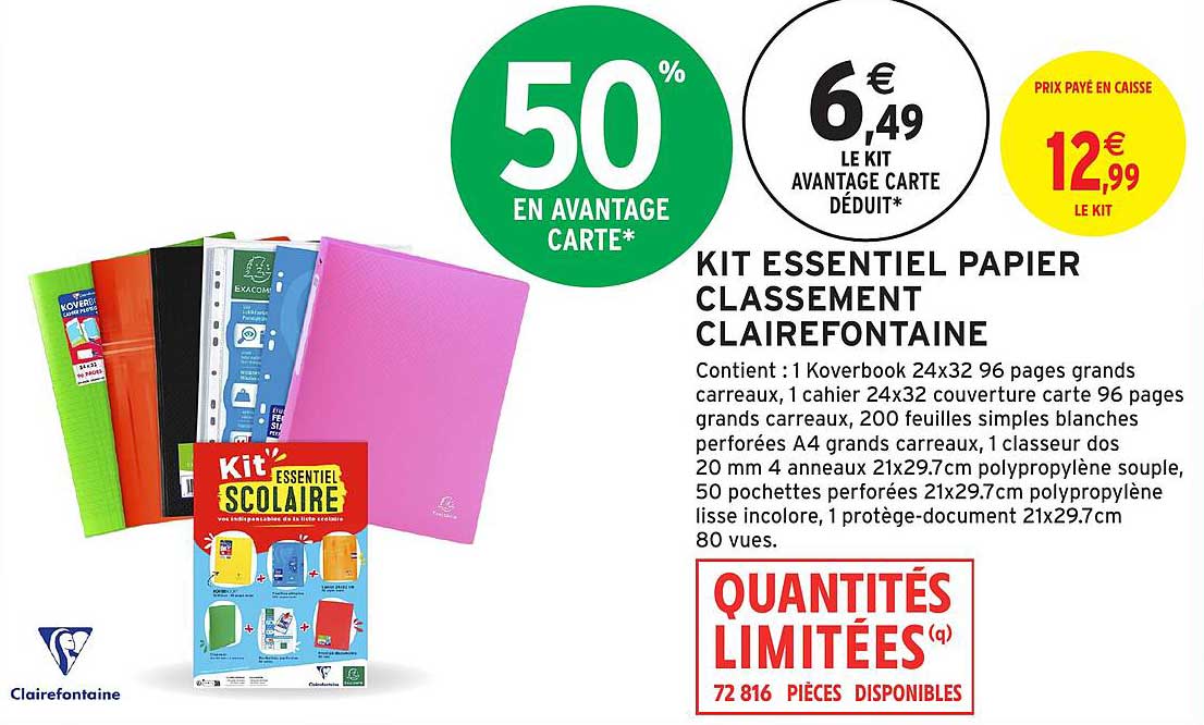 KIT ESSENTIEL PAPIER CLASSEMENT CLAIREFONTAINE