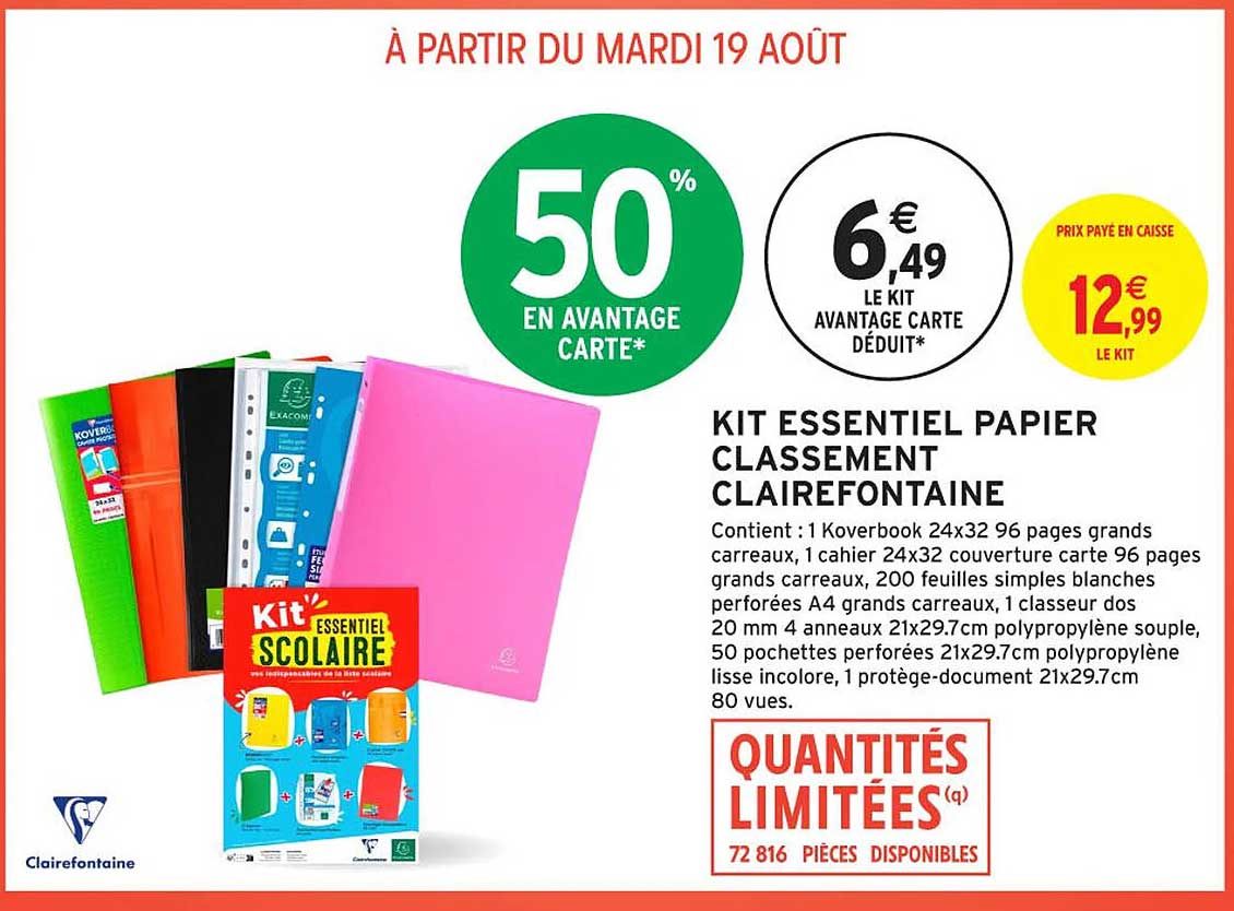 KIT ESSENTIEL PAPIER CLASSEMENT CLAIREFONTAINE