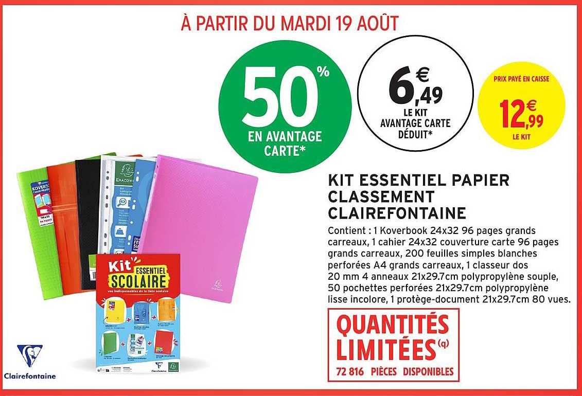 KIT ESSENTIEL PAPIER CLASSEMENT CLAIREFONTAINE