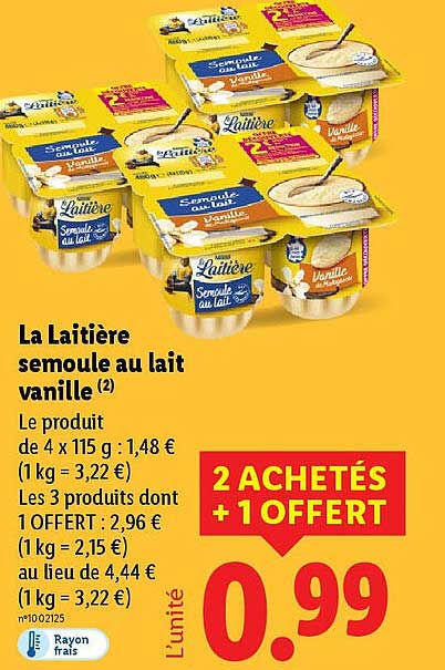 La Laitière semoule au lait vanille