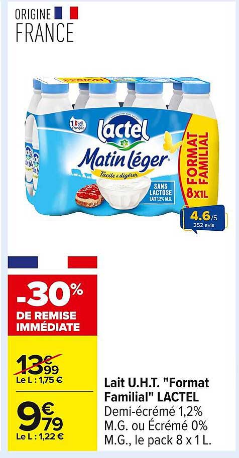Lait U.H.T. "Format Familial" LACTEL