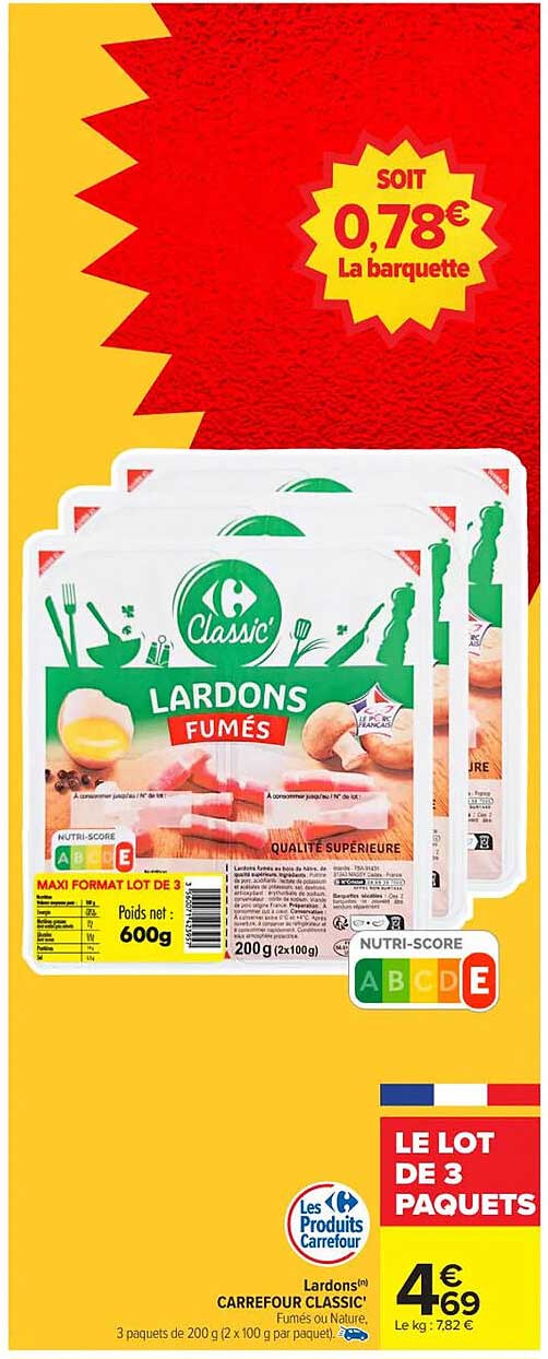 Lardons Fumés – Le lot de 3 paquets