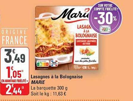 Lasagnes à la Bolognaise MARIE