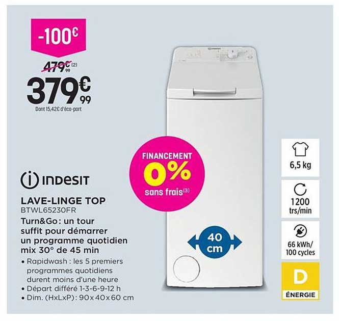 LAVE-LINGE TOP BTWL65230FR
