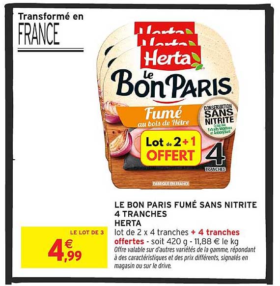 LE BON PARIS FUMÉ SANS NITRITE 4 TRANCHES