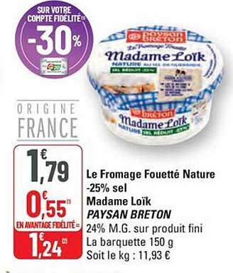 Le Fromage Fouetté Nature - Madame Loïk