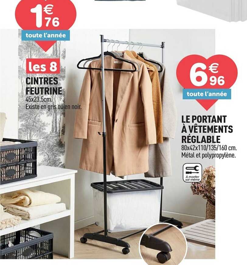 LE PORTANT À VÊTEMENTS RÉGLABLE