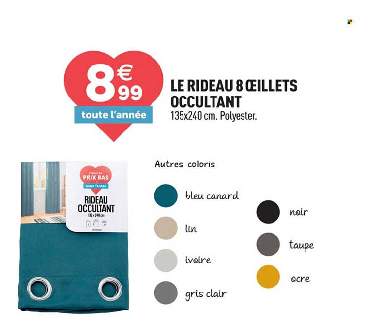 LE RIDEAU 8 ŒILLETS OCCULTANT
