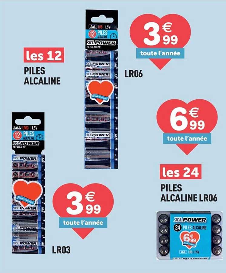 les 12 PILES ALCALINE
