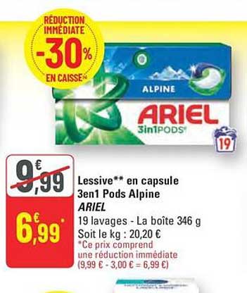 Lessive en capsule 3en1 Pods Alpine ARIEL
