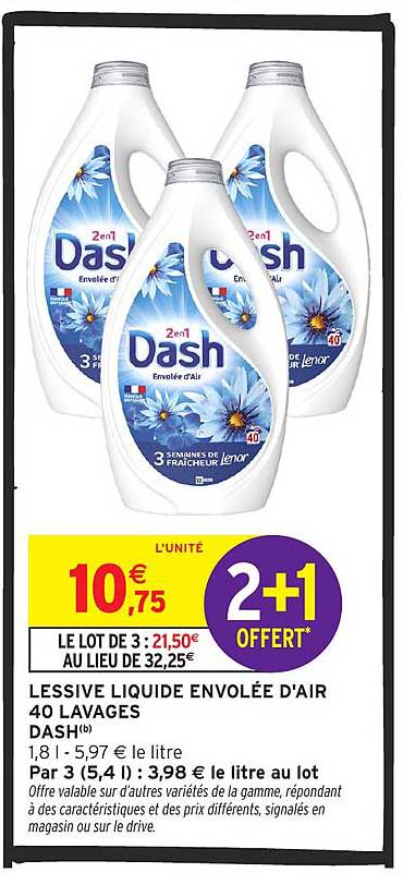 LESSIVE LIQUIDE ENVOYÉE D'AIR 40 LAVAGES DASH