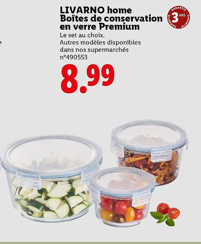 LIVARNO home Boîtes de conservation en verre Premium