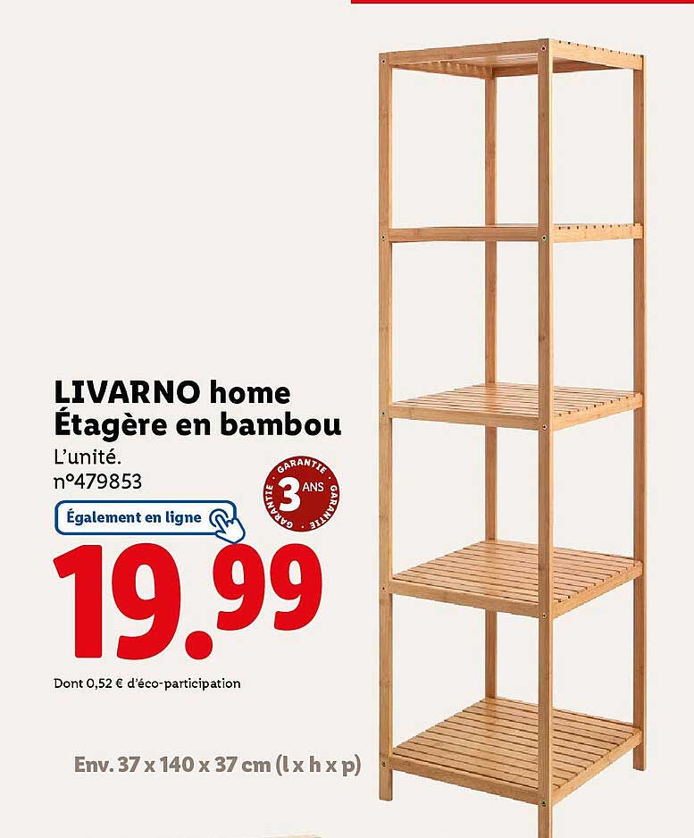 LIVARNO home Étagère en bambou