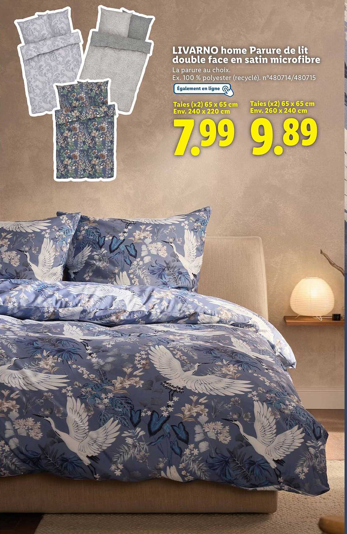 LIVARNO home Parure de lit double face en satin microfibre