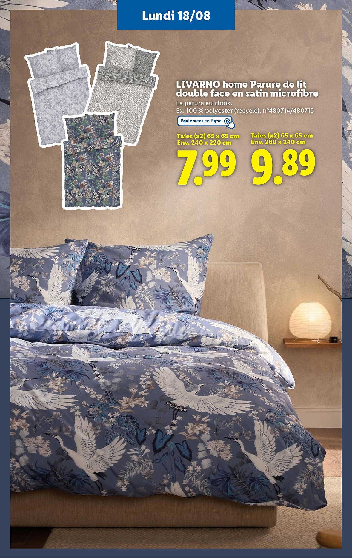 LIVARNO home Parure de lit double face en satin microfibre