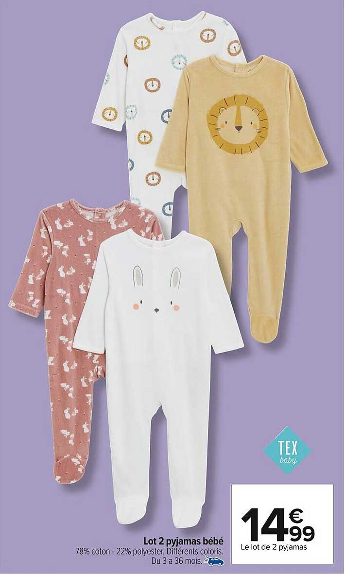 Lot 2 pyjamas bébé
