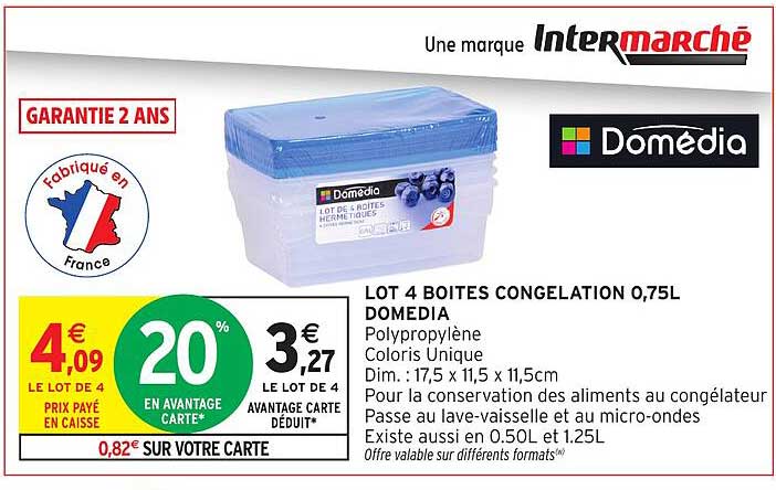 LOT 4 BOITES CONGELATION 0,75L DOMEDIA