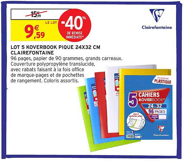 LOT 5 KOVERBOOK PIQUE 24X32 CM CLAIREFONTAINE