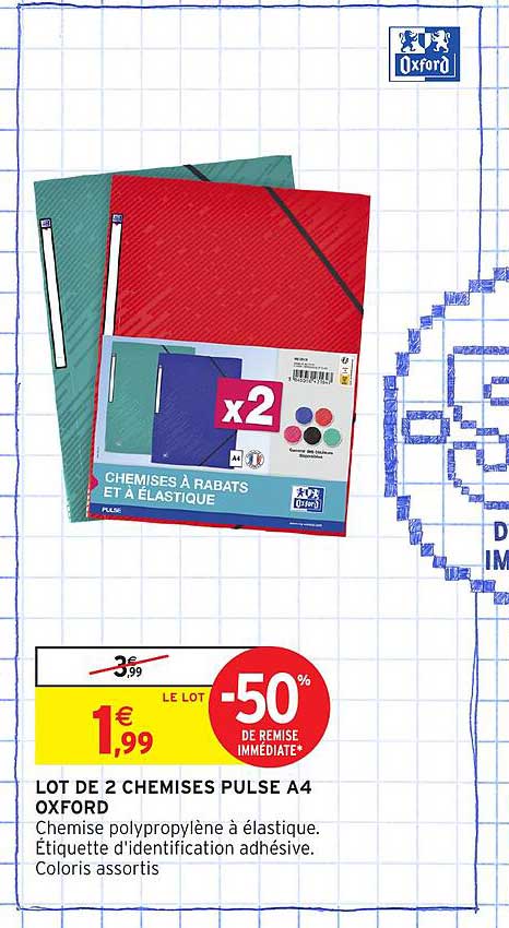 LOT DE 2 CHEMISES PULSE A4 OXFORD