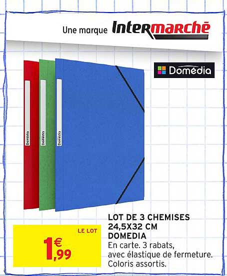 LOT DE 3 CHEMISES 24,5X32 CM DOMEDIA