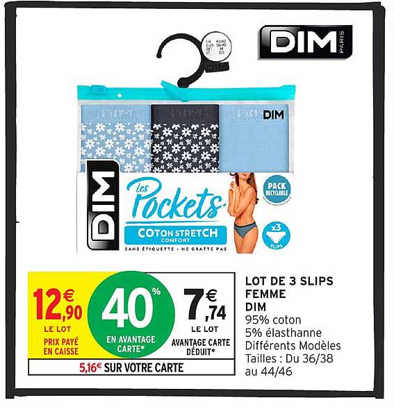 LOT DE 3 SLIPS FEMME