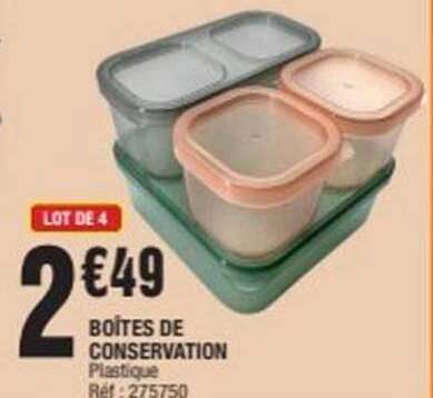 LOT DE 4 BOÎTES DE CONSERVATION