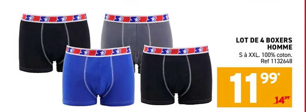 LOT DE 4 BOXERS HOMME