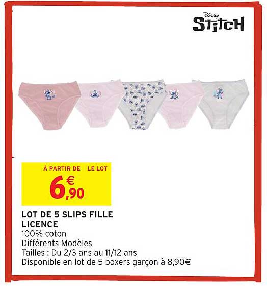 LOT DE 5 SLIPS FILLE LICENCE