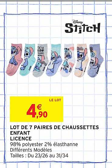 LOT DE 7 PAIRE DE CHAUSSETTES ENFANT LICENCE