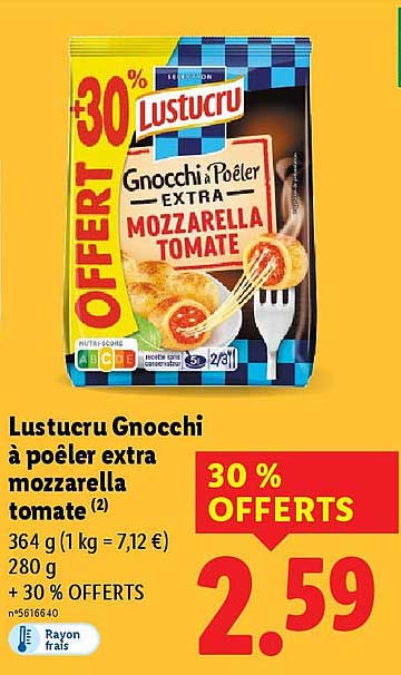 Lustucru Gnocchi à poêler extra mozzarella tomate
