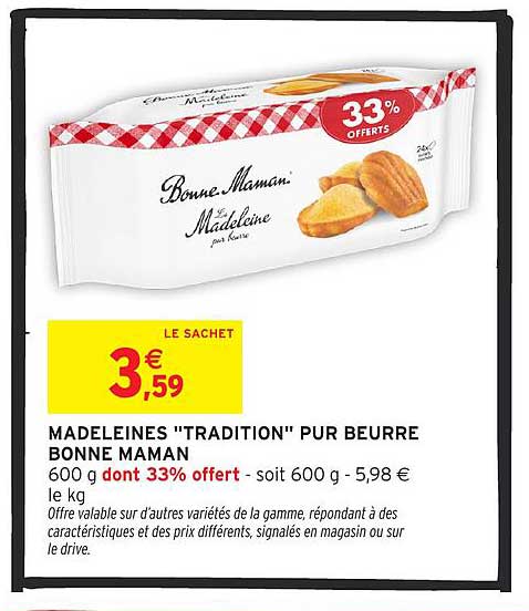 MADELEINES "TRADITION" PUR BEURRE BONNE MAMAN