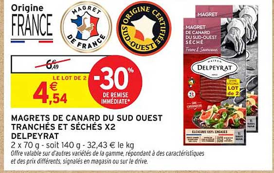 MAGRETS DE CANARD DU SUD OUEST TRANCHÉS ET SÉCHÉS X2 DELPEYRAT