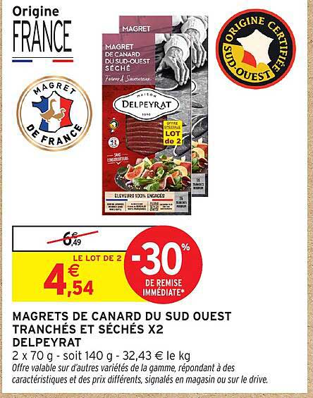 MAGRETS DE CANARD DU SUD OUEST TRANCHÉS ET SÉCHÉS X2 DELPEYRAT
