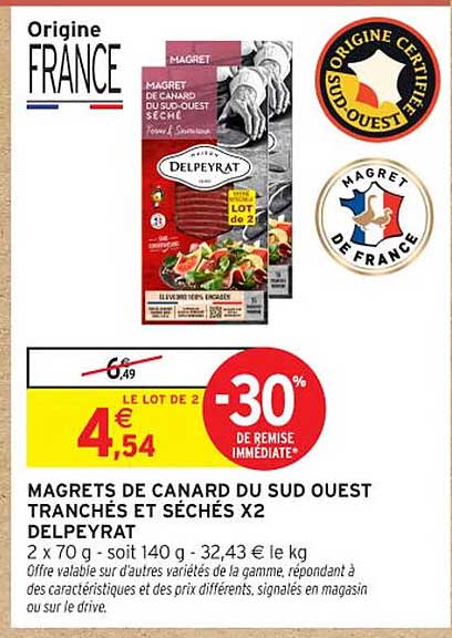 MAGRETS DE CANARD DU SUD OUEST TRANCHÉS ET SÉCHÉS X2 DELPEYRAT