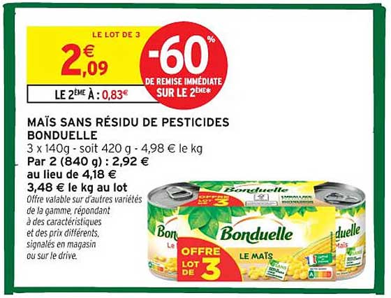 MAÏS SANS RÉSIDU DE PESTICIDES BONDUELLE