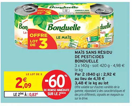 MAÏS SANS RÉSIDU DE PESTICIDES BONDUELLE