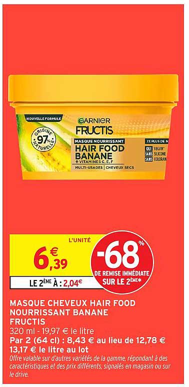 MASQUE CHEVEUX HAIR FOOD NOURRISSANT BANANE