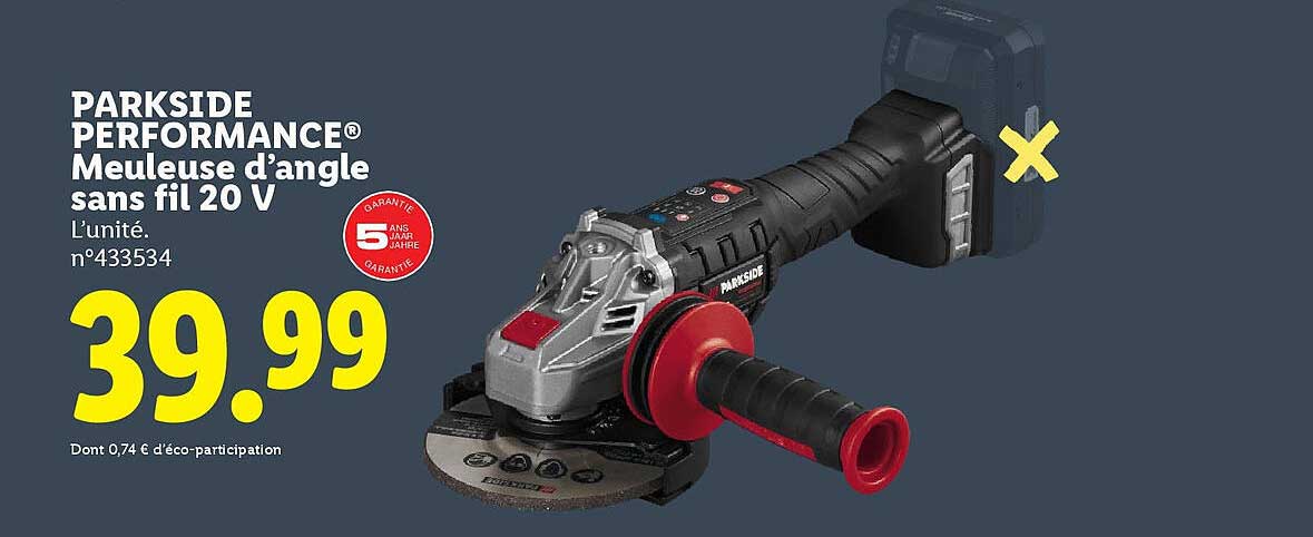 Meuleuse d’angle sans fil 20 V