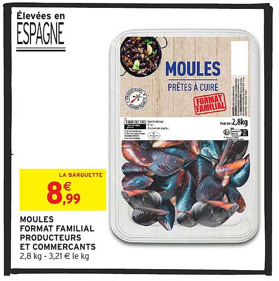 MOULES PRÊTES À CUIRE FORMAT FAMILIAL