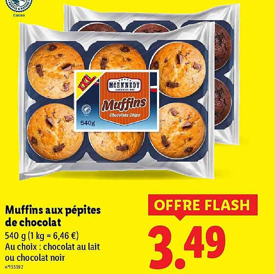 Muffins aux pépites de chocolat