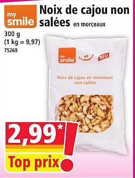 Noix de cajou non salées en morceaux
