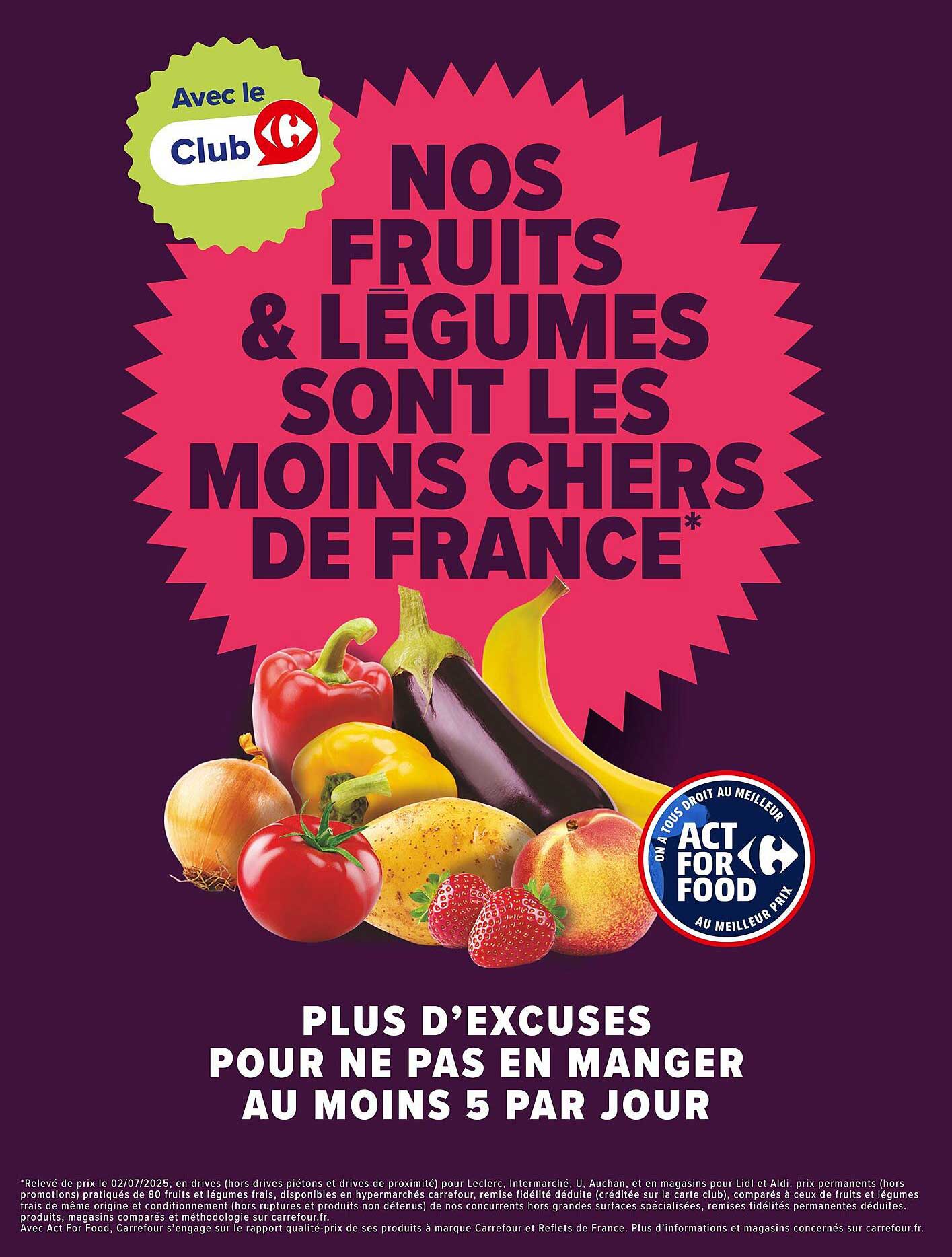 NOS FRUITS & LÉGUMES SONT LES MOINS CHERS DE FRANCE*