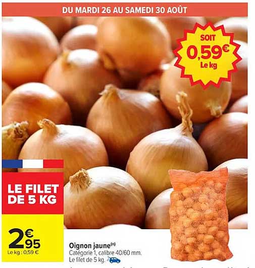 Oignon jaune - Le filet de 5 kg
